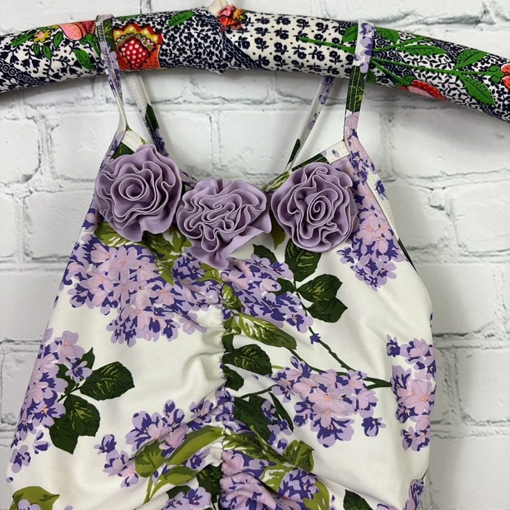 GYMBOREE Girl's Floral‎ Ruffle One Piece Splish Splash Swimsuit size 8